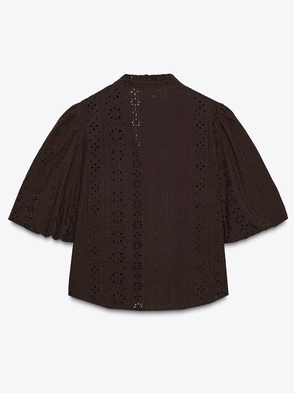 Zara Puff Sleeve Shirt With Perforated Embroidery - Picture 6 of 13